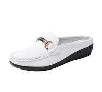 Mocassini Ortopedici da donna Mocassini da guida comodi da indossare scarpe da barca alla moda con tacchi a zeppa sandali espadrillas donna con plateau Mary Jane Shoes Elegant, A Bianco., 37 EU