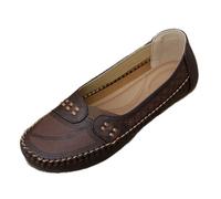 Mocassini Penny da donna classici in pelle, comodi, casual, senza lacci, leggeri, per camminare, guida, mocassini da barca, Caff, 6 US Wide