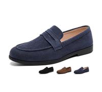 Mocassini Penny da uomo in pelle scamosciata, scarpe casual da guida da uomo, scarpe estive leggere e traspiranti, Blu scuro, 42 2/3 EU