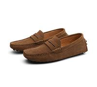 Mocassini Penny da Uomo, Scarpe Basse da Uomo in Pelle Scamosciata, Slip on Boat Deck Casual Mocassino Pantofole per Unisex Adulti E Adolescenti (Brown,41)