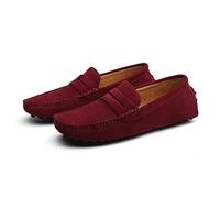 Mocassini Penny da Uomo, Scarpe Basse da Uomo in Pelle Scamosciata, Slip on Boat Deck Casual Mocassino Pantofole per Unisex Adulti E Adolescenti (Wine Red,40)