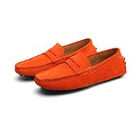 Mocassini Penny da Uomo, Scarpe Basse da Uomo in Pelle Scamosciata, Slip on Boat Deck Casual Mocassino Pantofole per Unisex Adulti E Adolescenti (Orange,47)