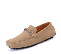 Mocassini Penny da uomo Slip On - Scarpe semiformali casual stile mocassino classico in sei colori Beige Blu scuro Caffè Nero Blu reale Grigio(Beige,46 EU)