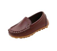 Mocassini per bambini, scarpe basse da barca, da ragazza, morbide, antiscivolo, per bambini, scarpe da ginnastica in pelle, slip on per la scuola, scarpe primi passi, marrone, 30 EU