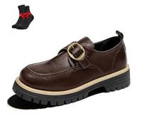 Mocassini Slip on con Plateau da Donna, Mocassini Larghi con Punta Rotonda Scarpe Eleganti con Suola Lussuosa for Affari, Scarpe Eleganti Casual(Brown,37 EU)