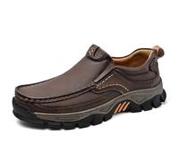 Mocassini slip-on da uomo con supporto plantare, comode scarpe da passeggio nei colori marrone scuro, grigio, nero e marrone chiaro, for un abbigliamento casual quotidiano.(Dark brown,41 EU)