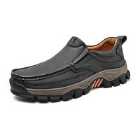 Mocassini slip-on da uomo con supporto plantare, comode scarpe da passeggio nei colori marrone scuro, grigio, nero e marrone chiaro, for un abbigliamento casual quotidiano.(Grigio,42 EU)