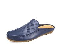 Mocassini slip-on da uomo in pelle formale pantofole casual aperto indietro Business Casual scarpe da guida da uomo, Blu, 41 1/3 EU
