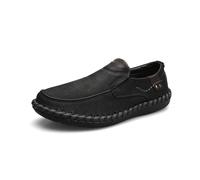 Mocassini slip-on da uomo - Scarpe da guida leggere in morbida pelle sintetica, comode scarpe basse da indossare ogni giorno Nero Marrone Cachi(Schwarz,45 EU)