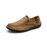 Mocassini slip-on da uomo - Scarpe da guida leggere in morbida pelle sintetica, comode scarpe basse da indossare ogni giorno Nero Marrone Cachi(Brown,42 EU)