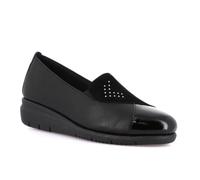 Mocassini Slip-on Grunland RYSA SC6109 pelle camoscio vernice nera zeppa 4 cm