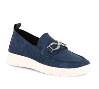 Mocassini Slip-on Grunland SIVI SC6256 camoscio traforato blu zeppa 4 cm