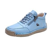 Mocassini, stivali da donna con cuciture invernali, caldi, suola morbida, per il tempo libero, tinta unita, alla moda, bassi, ammortizzatori, scarpe da corsa, casual, con lacci, 35 - 41,5 EU, Celeste
