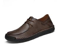 Mocassini stringati cuciti a mano da uomo for lavoro e abbigliamento all'aperto, scarpe casual dalla vestibilità comoda in marrone scuro marrone chiaro kaki(Dark brown,39 EU)