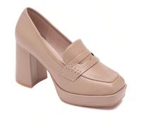 Mocassino con tacco a blocco dorato - Eleganza e Comfort Lo stile dell'avecce mocassin doré à talon bloc, parfait pour rehausser vos tenues avec une touch luminoso e chic. La piattaforma sottile offre