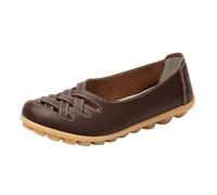 Mocassino da donna confortevole in pelle, mocassini e loafers, elegante, scarpe da barca per donne, scarpe comode, scarpe da ginnastica piatte e piatte, 01 Marrone, 37 EU