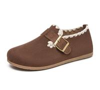 Mocassino da donna confortevole Mocassini e Loafers da donna, punta rotonda, slip on a infilare, tomaia chiusa, effetto camoscio dettaglio, fibbia decorativa, suola piatta morbida, città quotidiana