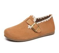 Mocassino da donna confortevole Mocassini e Loafers da donna, punta rotonda, slip on a infilare, tomaia chiusa, effetto camoscio dettaglio, fibbia decorativa, suola piatta morbida, città quotidiana