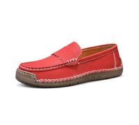 Mocassino da donna, in pelle, mocassini e loafers da donna, punta rotonda, slip on con infilare, tomaia liscia, flangia Penny, vassoio cucito visibile, suola piatta antiscivolo morbida | città