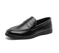 Mocassino da uomo in pelle con punta quadrata, scarpe da barca rialzate senza lacci, mocassini e loafer a flangia, slip-on con infilare, scarpe da uomo città cuciture visibili, scarpe da ufficio