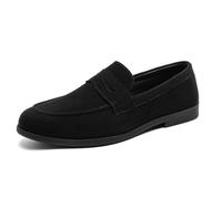 Mocassino da uomo in pelle con punta quadrata, scarpe da barca rialzate senza lacci, mocassini e loafer a flangia, slip-on con infilare, scarpe da uomo città cuciture visibili, scarpe da ufficio