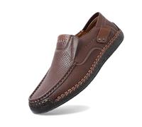 Mocassino da uomo in pelle di grandi dimensioni, scarpe da barca da uomo, senza lacci, mocassini e loafer perforati, slip-on da infilare, scarpe da città di guida con cuciture visibili per viaggi e