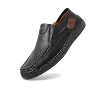 Mocassino da uomo in pelle di grandi dimensioni, scarpe da barca da uomo, senza lacci, mocassini e loafer perforati, slip-on da infilare, scarpe da città di guida con cuciture visibili per viaggi e