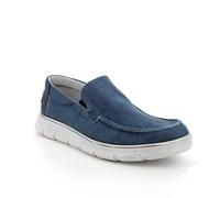 Mocassino IGI&CO scarpa da uomo MADE IN ITALY in tessuto canvas delave blu
