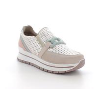 Mocassino IGI&CO scarpa donna MADE IN ITALY camoscio avorio e pelle platino e ve