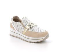 Mocassino IGI&CO scarpa donna MADE IN ITALY in camoscio avorio e pelle platino