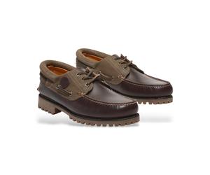 Mocassino Timberland Authentic 3 Eye Lug Scarpa Da Barca Uomo Pelle Marrone Scur