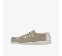 Mocassino uomo hey dude modello wally braided scarpe in tessuto off white pe25