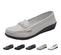 Mocassins, scarpe da barca da donna, con suola morbida, leggere, per il tempo libero, grigio., 38