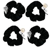 Mocbovni Elastici per capelli con cerniera, elastici per capelli, in velluto, compatibili con Apple AirPods 3 e 2 e 1, accessori per chiavi, paglia, piccole cose, set A, 4 confezioni di colore nero