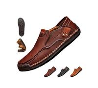 Moccasins da uomo casual in pelle slip-on Driving Moccasins Lightweight comfortable non-Slip Walking Shoes Flats for Outdoor Daily Business, marrone scuro., 42 EU