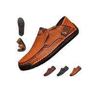 Moccasins da uomo casual in pelle slip-on Driving Moccasins Lightweight comfortable non-Slip Walking Shoes Flats for Outdoor Daily Business, marrone chiaro, 45 EU