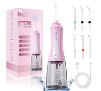 MOCEL Flosser dentale per denti, 350 ml, serbatoio grande, 5 modalità e 6 punte, irrigatore orale impermeabile, portatile, per la pulizia e il filo interdentale con efficace rimozione della placca per