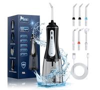 MOCEL Irrigatore orale con filo interdentale ad acqua con 5 modalità, 350ml Pulitore per denti d'acqua senza fili Pick 6 suggerimenti, IPX7 impermeabile ricaricabile portatile potente batteria per