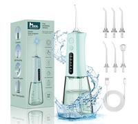 MOCEL MOCEL - Irrigatore orale senza fili, 5 modalità, 300 ml, portatile e cavo USB C, ricaricabile, IPX7, impermeabile, per pulizia dei denti, per casa e viaggi (verde)