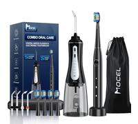 MOCEL Set di filo interdentale e spazzolino elettrico per la pulizia orale, portatile, per la pulizia dei denti, delle parentesi graffe e delle gengive