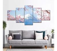 MOCHAMIK Set Quadri Pronti Da Appendere 5 Pannelli Canvas Quadri Monte Fuji, Giappone Montagna giapponese Quadri Moderni Soggiorno Grandi Poster 5 Pannelli Per Arredare Casa Regalo