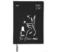MOCHEIA SHOP Agenda Personalizzata A5 con Nome - Tema Nails | Diario Elegante per Estetista, Makeup Artist & Beauty Lovers (NERO)