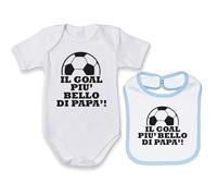 MOCHEIA SHOP Body Bodino e Bavaglino Bavetto neonato nascita Il Goal Più bello di Papà idea regalo compleanno e maternità100% cotone (3 mesi)