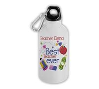 MOCHEIA SHOP Borraccia in Alluminio Best Teacher ever Personalizzata con Nome Idea Regalo Maestre Fine Anno 500 ml