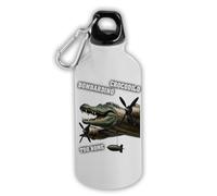 MOCHEIA SHOP Borraccia Termica Bombardino Crocodilo brainrot, 500 ml, Personalizzabile con Nome, Alluminio con Moschettone