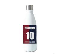 MOCHEIA SHOP Borraccia Termica Bottiglia Termica Acciaio Inox 500ml Made in Italy Thermos 24 Ore Freddo & 12 h Caldo - Personalizzata con nome e numero - Tifoso Genoano.
