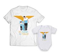 Mocheia SHOP Coppia T-Shirt e/o Body Padre Figlio Festa del papà Calcio/Lazio Maglietta Padre e Figlio Maglietta Padre e Figlia Idea Regalo papà Maschietto