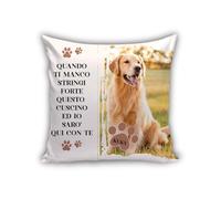 MOCHEIA SHOP Cuscino Personalizzato con Foto e Frase per Cani, 40x40 cm, Chiusura Lampo