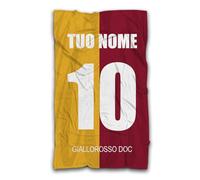 MOCHEIA SHOP Plaid Calcio per Tifoso Giallo Rosso Personalizzabile con Nome e Numero, realizzato in morbido Pile. (100X150 CM)
