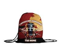 MOCHEIA SHOP Sacca a Zaino Brainrot Personalizzabile con nome, realizzata in ottimo poliestere, misura 30x40 cm. (cappuccino assassino)